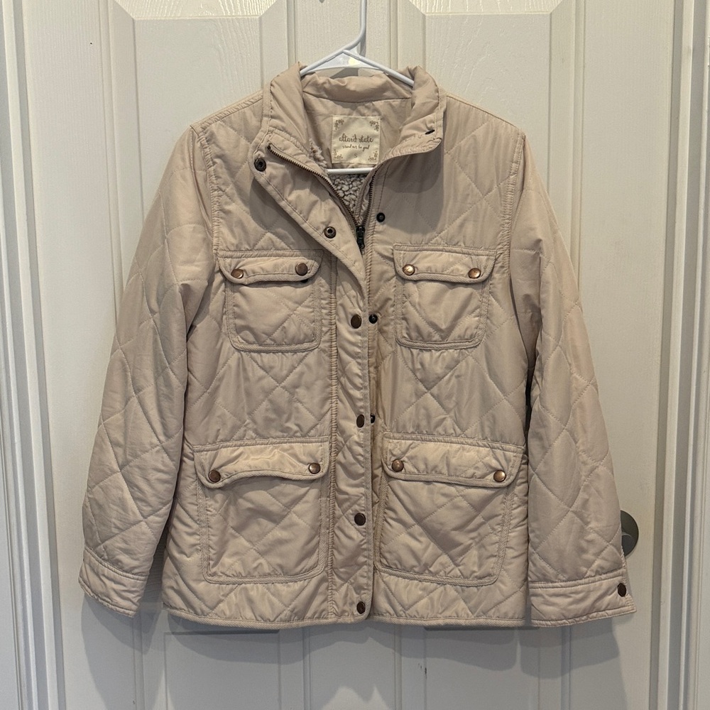 Altar’d State Women's Quilted Beige Utility Jacket